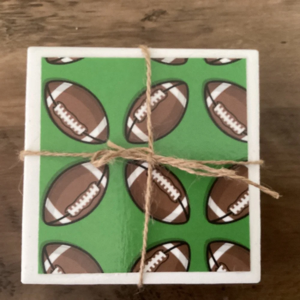 Handmade tile Football coasters set of 4 - Picture 1 of 3